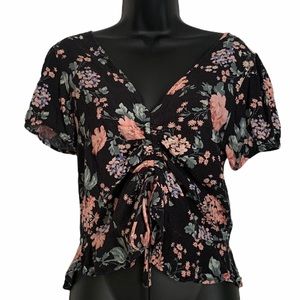 AE Adjustable Ruched Floral Top